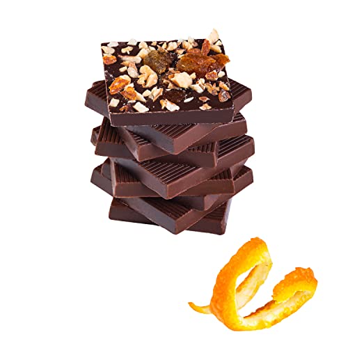 Image of Chokola 55% Dark Chocolate Almond & Orange Peel Minis - Rich Cocoa with Crunchy Almond & Orange - 100g |Gluten-Free | Gourmet Chocolate Bites
