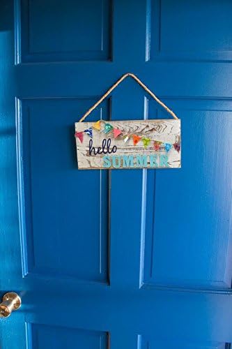 White Wash Rustic Plank Sign with Jute Hanger - approximately 12 inches x 5 inches x 0.39 inches