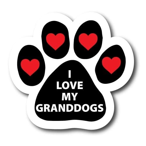 Image of I Love My Granddogs Pawprint Car Magnet 5 Inch, Dog Lover Gift | Heavy duty magnetic decal for car, truck, SUV or fridge, full color UV printed