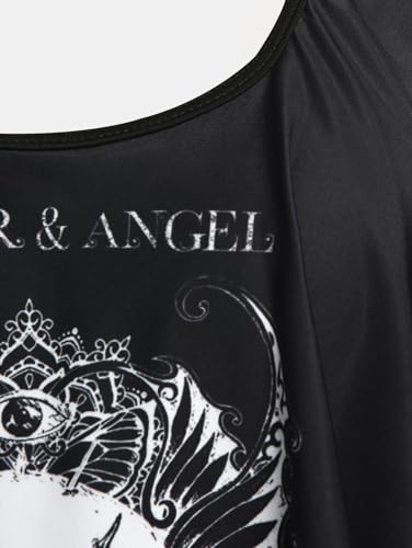 Rosegal Womens Plus Size Curve Gothic Skull Print Ruffled Overlay Tankini Swimwear Set3