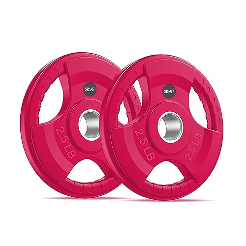 SPART Color Weight Plate 2-Inch Rubber Coated Olympic Grip Plate for Barbell,Solid Cast Iron Weight Plates in Pairs or Single for Strength Training,Weightlifting,Crossfit,Home Gym, 2.5LB, Pair -  PL26LC-2.5LB-Pair