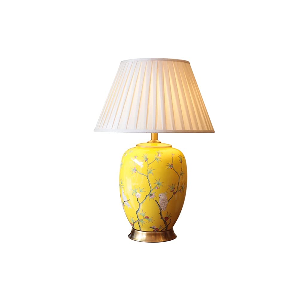 Lámpara de mesa Lampada da tavolo Flower e Bird Ceramics Lampada da comodino con lampade da comodino in tessuto Adatto for cafone dell'hotel dormitorio y sala de estar
