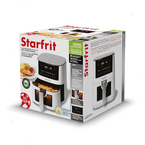 Image of Starfrit Electric Digital Air Fryer - 4.2L Capacity - Ceramic Non-Stick Surface - 8 Preset Functions - Viewing Window -1400W