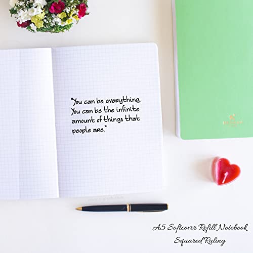 Image of NEORAH - A5 Checked Notebook (Square Ruling) SOFT COVER | Organiser REFILL | 110 GSM | 160 pages (Size 21 cm x 14.8 cm) Planner Journaling Writing Note Taking Diary, Travellers Journal- Light Green