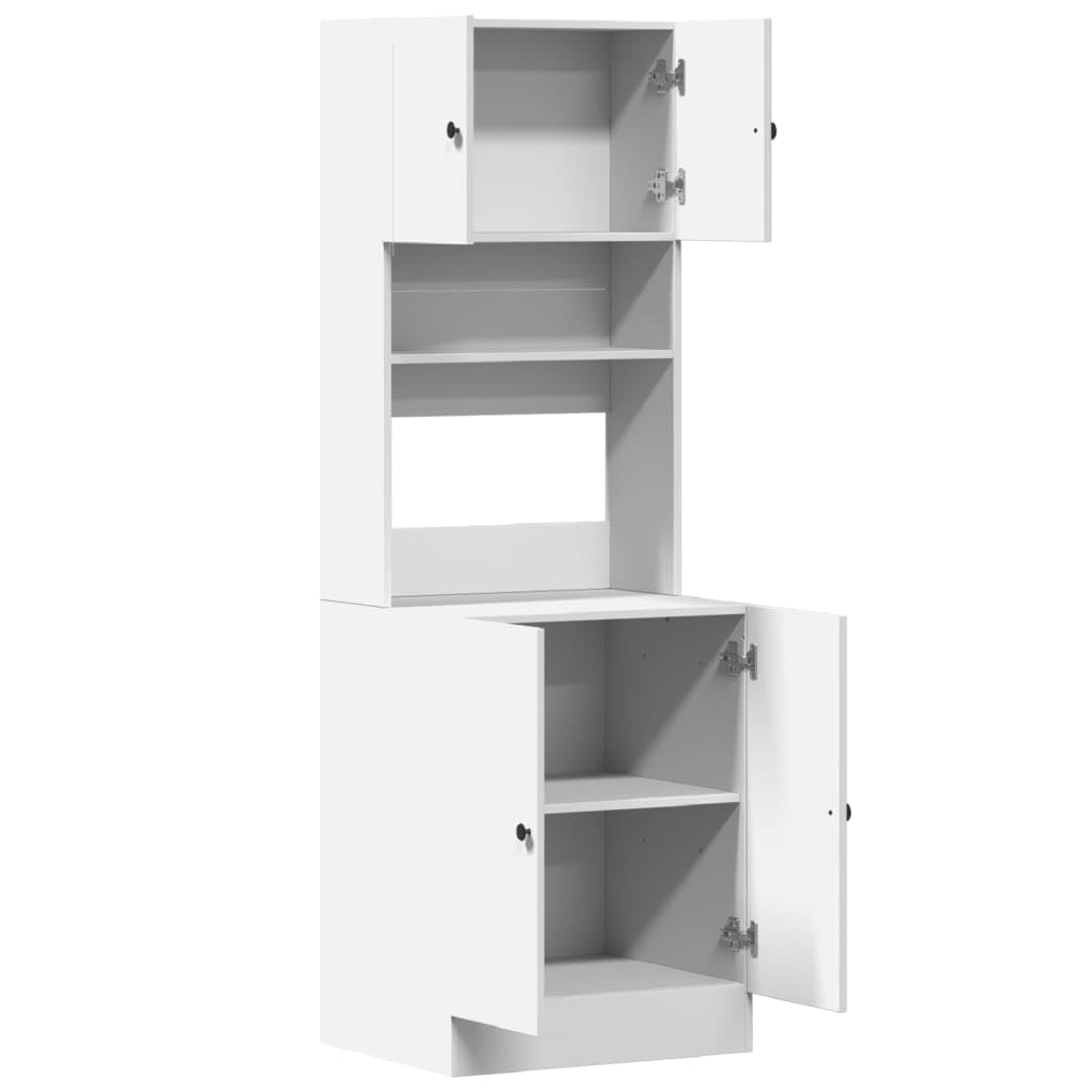 Küchenschrank Weiß aus Holzwerkstoff 60 x 50 x 180 cm, Hochschrank mit Schublade, Tür, Regal, Stauraum für Küche, Esszimmer, Flur und Haushalt