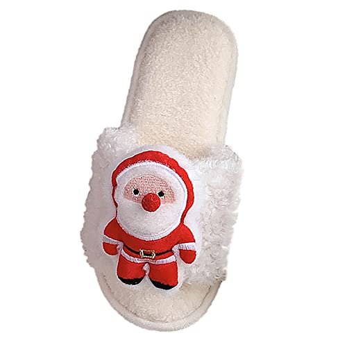 RTPR Zapatillas de mujer y hombre zapatillas zapatillas zapatillas para mujer invierno cálido algodón Santa Navidad casa zapatillas Fellhof mujer, Blanco, 36 EU