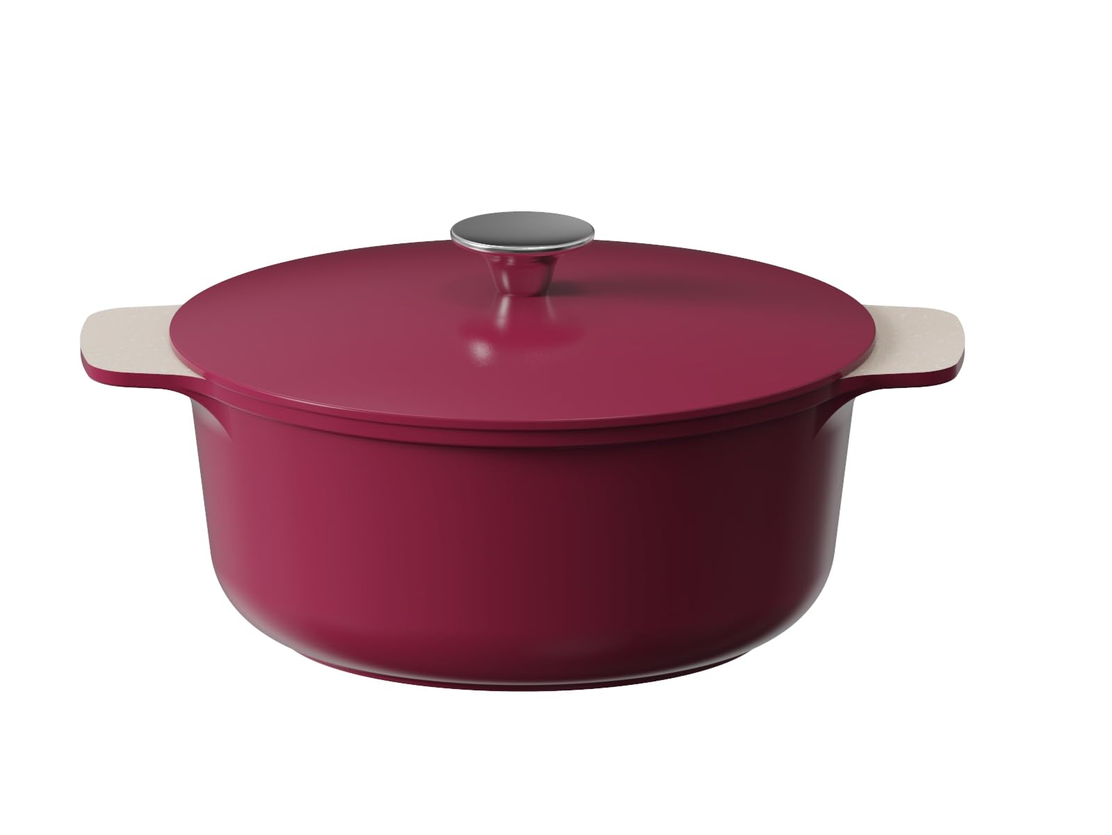 Cooksmart Signature 20cm Casserole Pot with Lid – Cast Aluminium | Non-Stick | PFOA & PFAS Free | Free Felt Pan Protector | Induction, Gas, & Electric Hob Compatible (Raspberry)