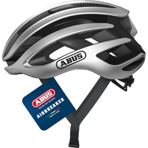 ABUS Rennradhelm AirBreaker - High-End Fahrradhelm für den professionellen Radsport - für Damen und Herren - Silber, Größe L – Ansicht 1