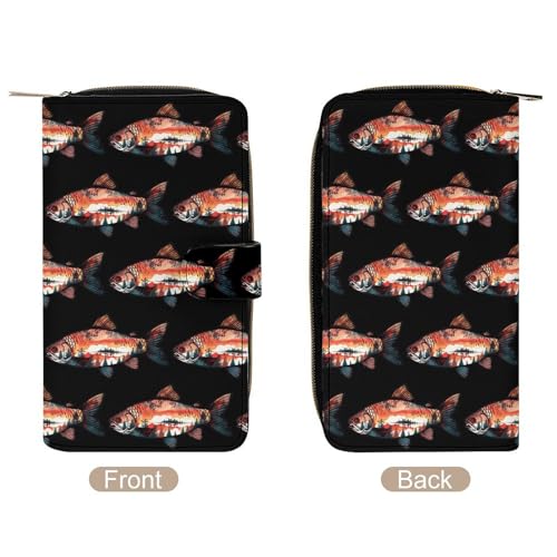 Widlife Forests Sunrise Fish Womens Wallet Travel Long Purse Zippered Clutch Credit Card Holder for Men3