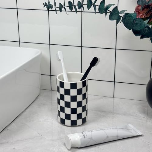 2-Pack Ceramic Toothbrush Holders – Sleek, Compact, Bathroom Organizer, Quick-Dry, Non-Slip, White