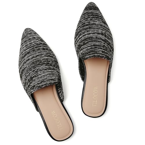 Image of Tilocow Knit Mules Office Slip on Loafers Business Casual Flats for Women