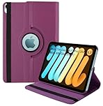 Worldbiz Case for iPad Mini 7 (A17 Pro, 2024) / iPad Mini 6 2021 8.3-Inch, 360 Degree Rotating Leather Protective Stand Cover, Auto Wake Sleep, A2995/A2996/A2567/A2568 (Purple)