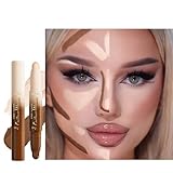 QIDSTERS 2in1 Cream Contour Highlighter Stick, Neutral Bronzer Makeup Sticks, Applies Dual-Ended Sculpting Stick for Face Body, Long Lasting Waterproof No Smudging, Suitable for Makeup Beginners-Fair