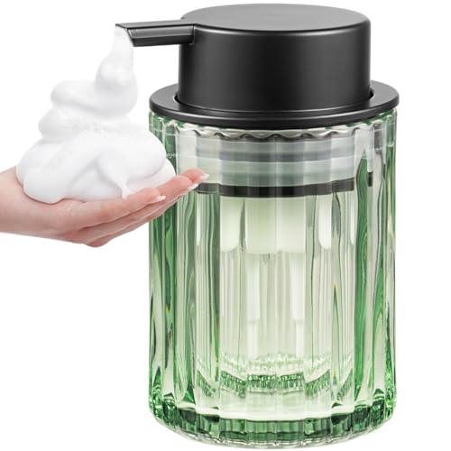 Foam Soap Dispenser 8oz Green Glass Refillable with Black Pump 1 Pack