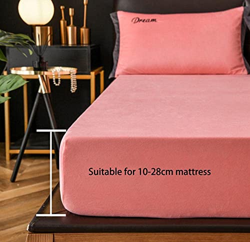 Yqjymfz Bedding Best For Hotel Home,Warm Thick Crystal Velvet Deep Pocket Fitted Sheet, Solid Color Mattress Protector For Adult Bedroom Bed Cover Green 200 * 220Cm #TOP3