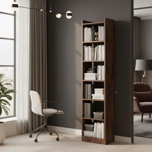 Image of Amazon Brand - Solimo Vault Bookshelf 6- Layer Bookcase, (Walnut)