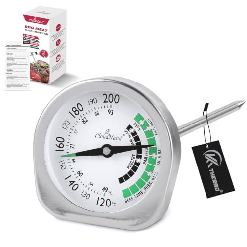 Image of Leave in Probe Meat Thermometer Oven Safe Dual Pointer Dial BBQ Grill