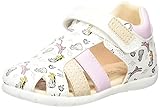Elthan es una sandalia de niña diseñada para que pueda dar sus primeros pasos con el máximo confort y estabilidad. Realizada con material efecto piel, fácil de calzar y de regular, tiene una empella con simpáticos animalitos que regalan un look desenfadado y alegre