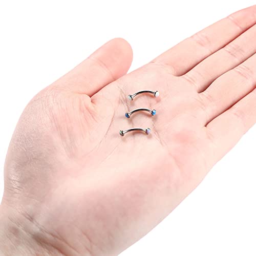 6Mm Eyebrow Rings Eyebrow Piercing G23 Titanium Eyebrow Jewelry Purple Opal Belly Button Rings Round Disc Shape 1/4" Eyebrow Piercing Jewelry Silver Curved Barbell 16G Rook Daith Earrings Lip Ring #TOP4