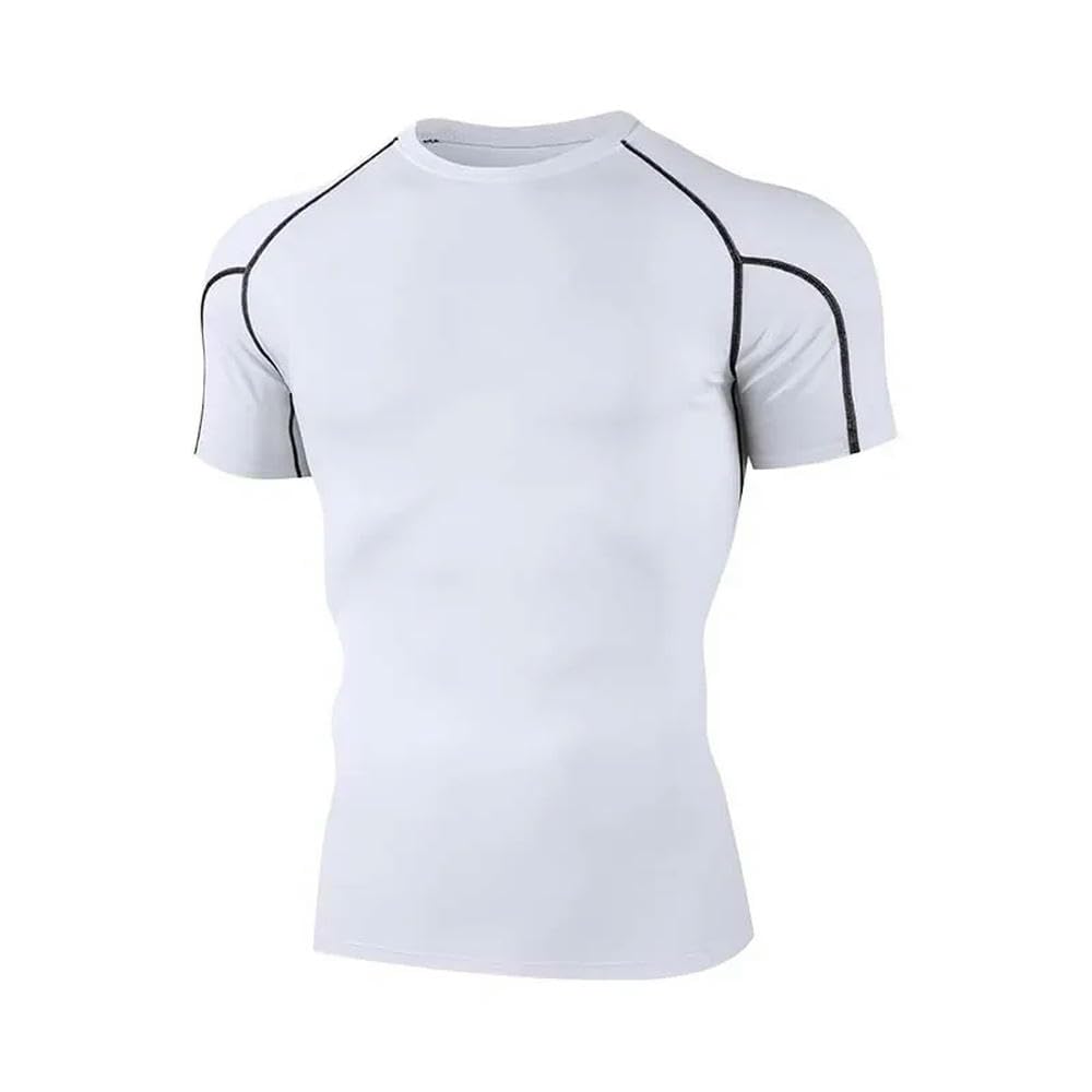DYRBF - Camiseta comprimida para hombre, ropa deportiva para correr, elástica, de secado rápido, para hacer ejercicio en el gimnasio