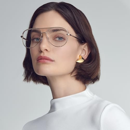 Image of Mad Shade Fashion Aviator Optical Glasses for Men & Women, Trendy Classic Gold Metal Frame Clear Lenses, Lightweight Durable Eyewear