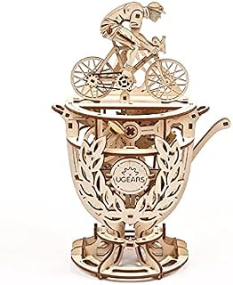 UGEARS Automaton Cyclist 3D Puzzles - Wooden Model Kits for Adults to Build - Classic Tour De France Cup Bicycle Wooden Puzzle - 3D Wooden Puzzles for Adults with Rubber Band Motor - Cyclists Gifts