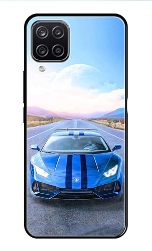 Image of Metal TPU Printed Back Cover for Samsung Galaxy M12 (Car with Moon View) 360 Degree Protection | Camera Protection -25092024(AR)