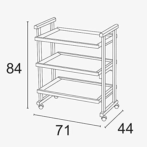 Image of 3-Tier Solid Wood Rolling Bar Cart - Wine Serving Trolley with Wheels, Utility & Kitchen Storage, Seasoning Rack - Brown Polish (Style 17)