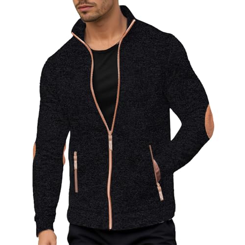 Mens Jackets Zip Up Stand Collar Fleece Jacquard Slim-Ft Sport Jackets - image 1