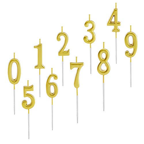 image for Gemgoo 10 Pieces Birthday Candles Cake Numeral Candles Number 0-9 Glit
