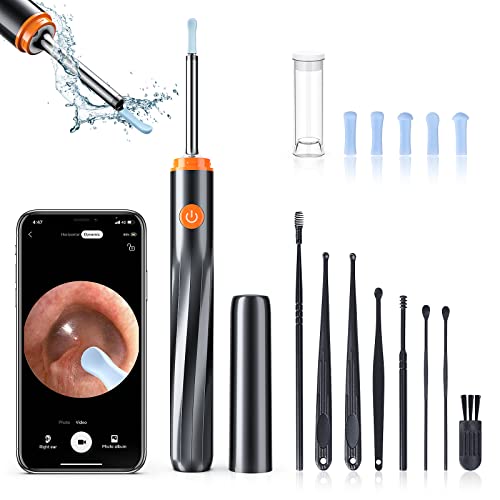 Ear Cleaner with Camera, Ear Wax Removal with 8 Pcs Ear Set, Ear Cleaning Kit with 6 Ear Spoon, Earwax Removal Tool with Light,Otoscope for iPad, iPhone, Android Phones