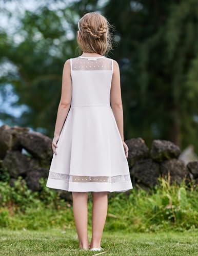 Arshiner Girls Elegant Dresses Sleeveless Round Neck A-line Party Dance Graduation Mesh Dress Size 5-164