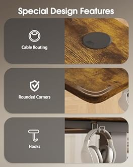 Devoko Electric Standing Desk 160 x 70cm with Monitor Stand, Height Adjustable Desk for Gaming, Home Office Table with 2 Memory Smart Pannel (Rustic Brown)