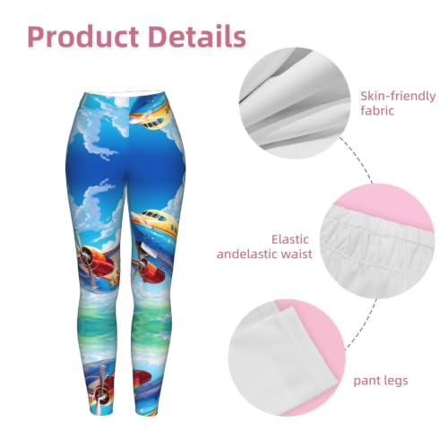 Leggings de compresión de mujer para gimnasio y fitness con estampado de avión original 6