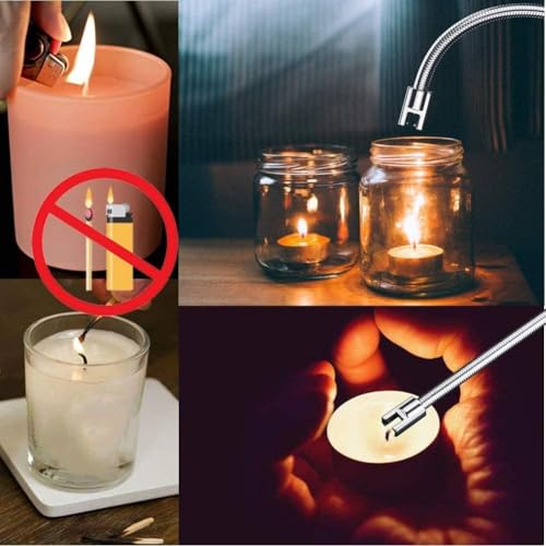 Image of Eumqestoer Electric Arc Gas Lighter - Rechargeable Plasma for Cooking, Kitchen, Pooja Candles - USB Charging, Windproof, Long-Lasting 360 Flexible (Multicolor)
