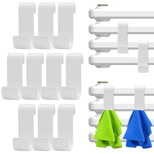 Gcffom 10 ganchos de metal para toalleros de baño, ganchos para radiadores de baño, ganchos para radiadores de baño, para albornoz, ropa y toallas