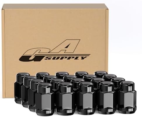 GAsupply 12x1.25 Lug Nuts Black, Closed End Bulge Acorn Lug Nuts Cone Seat 1.38" 35mm Tall 3/4" 19mm Hex, 20 Pack