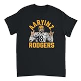 Aaron Rodgers Pittsburgh Football T-Shirt - Aaryinz Rodgers Black and Gold Game Day Tee for Men Size XL