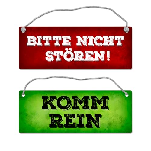 Bitte nicht stören - Komm rein Wendeschild in Grün und Rot mit Kordel Schild