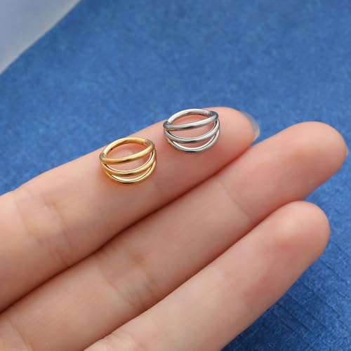 LOMISS PIERCING ARGOLA TRIPLA SEGMENTO ARTICULADO AÇO CIRÚRGICO PVD (PRATA, 1,2X8)