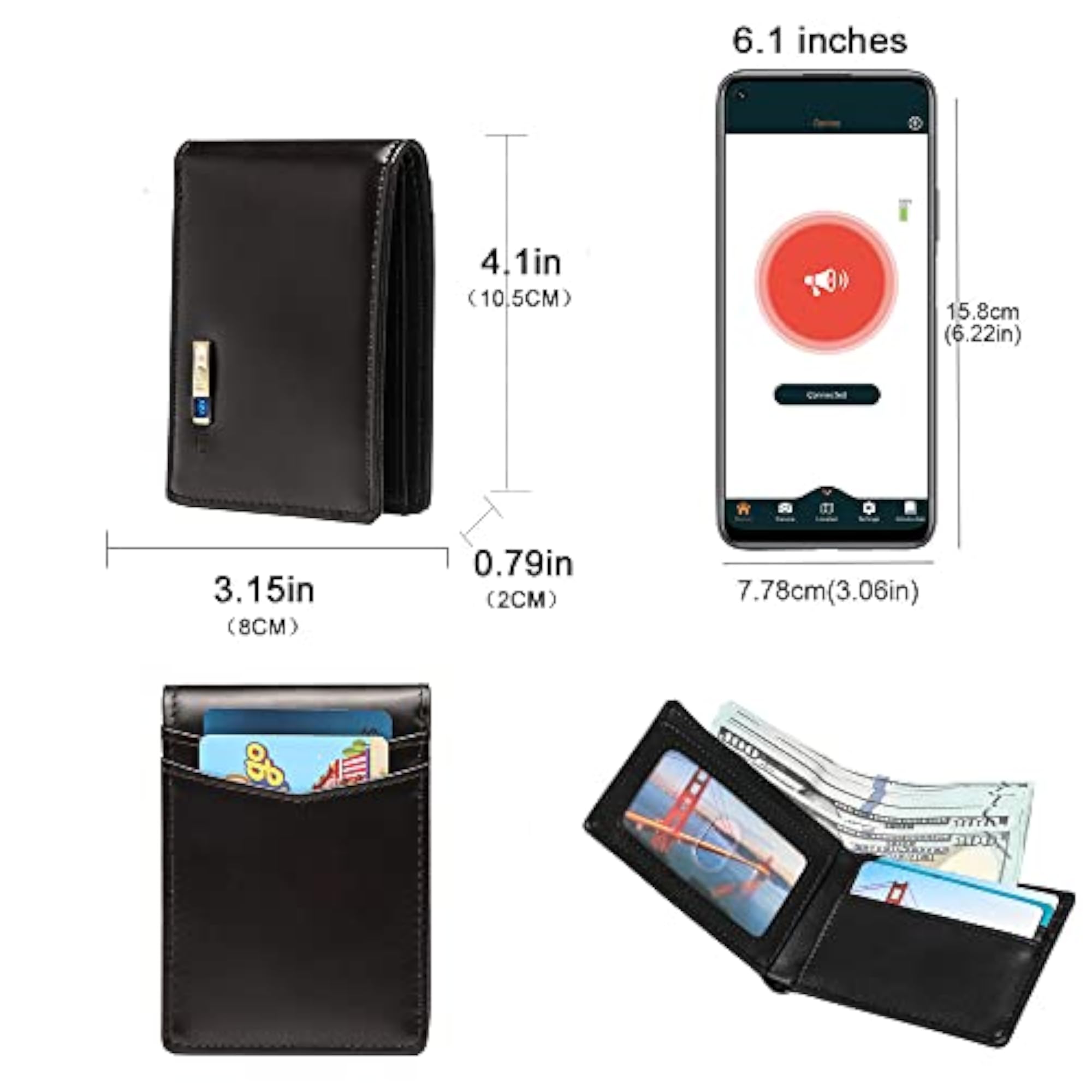 Trackable Wallet for Men, Anti-Lost Tracker