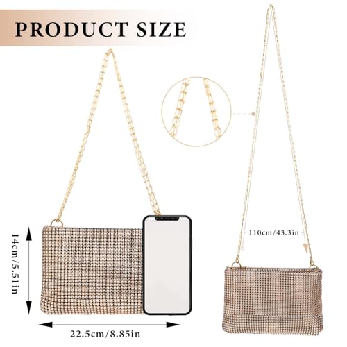 Giantree Frauen glänzend Abend Clutch Bag, Sparkly Abend Handtasche Kette Umhängetasche Lady Girl Party Bling Strass Handtasche für Prom Hochzeit Engagement Cocktail Party Bankett (Gold)