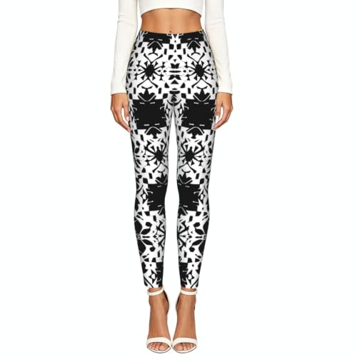 Leggings de compresión mujer en blanco y negro mallas elásticas suaves 2
