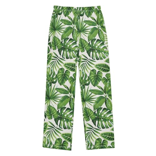 ALAZA Exotic Palm Leaves Green Pajama Pants Long Sleep Pant Pajama Bottoms Elastic Waist with Pockets