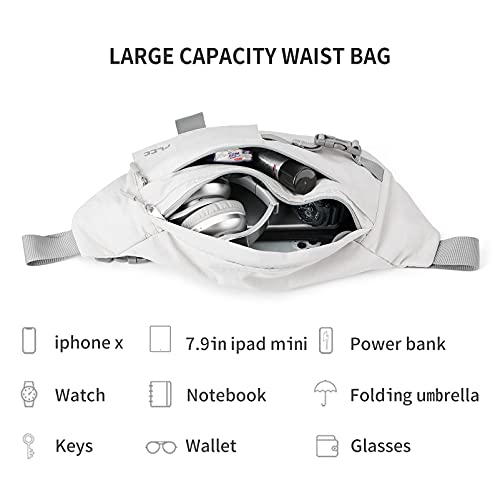 Large Fanny Pack for Women Men,Waterproof Waist Bag Pack with Adjustable Strap for Travel Sports Hiking Running,Military Plus Size Fanny Packs,White - Image 5