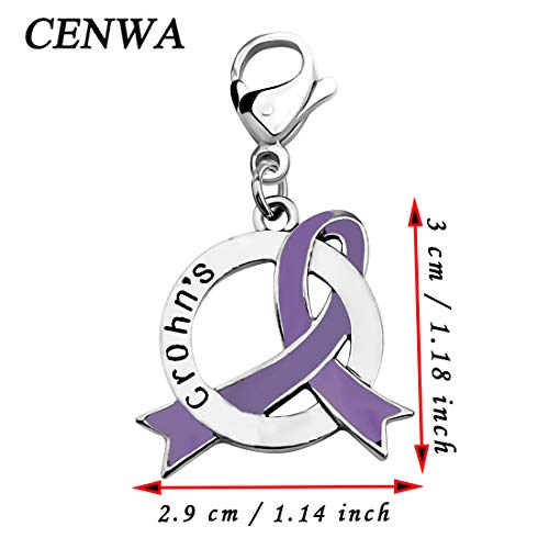 CENWA Crohns Awareness Purple Ribbon Charm Zipper Pull Crohns Warrior Crohns Jewelry Crohns Awareness Gift2
