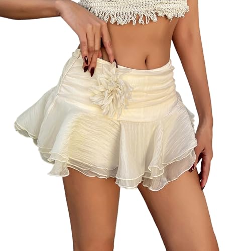 Mini jupe plissée pour femme taille haute en mousseline légère