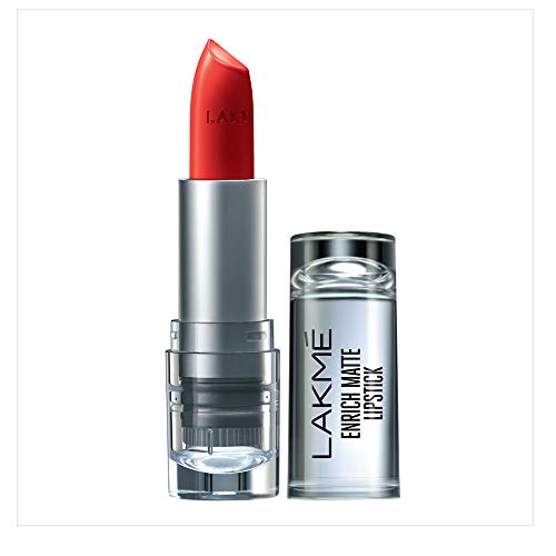 Image of LAKME Enrich Matte Lipstick Shade RM14, 4.7g & Lakme Rose Face Powder, Soft Pink, 40g