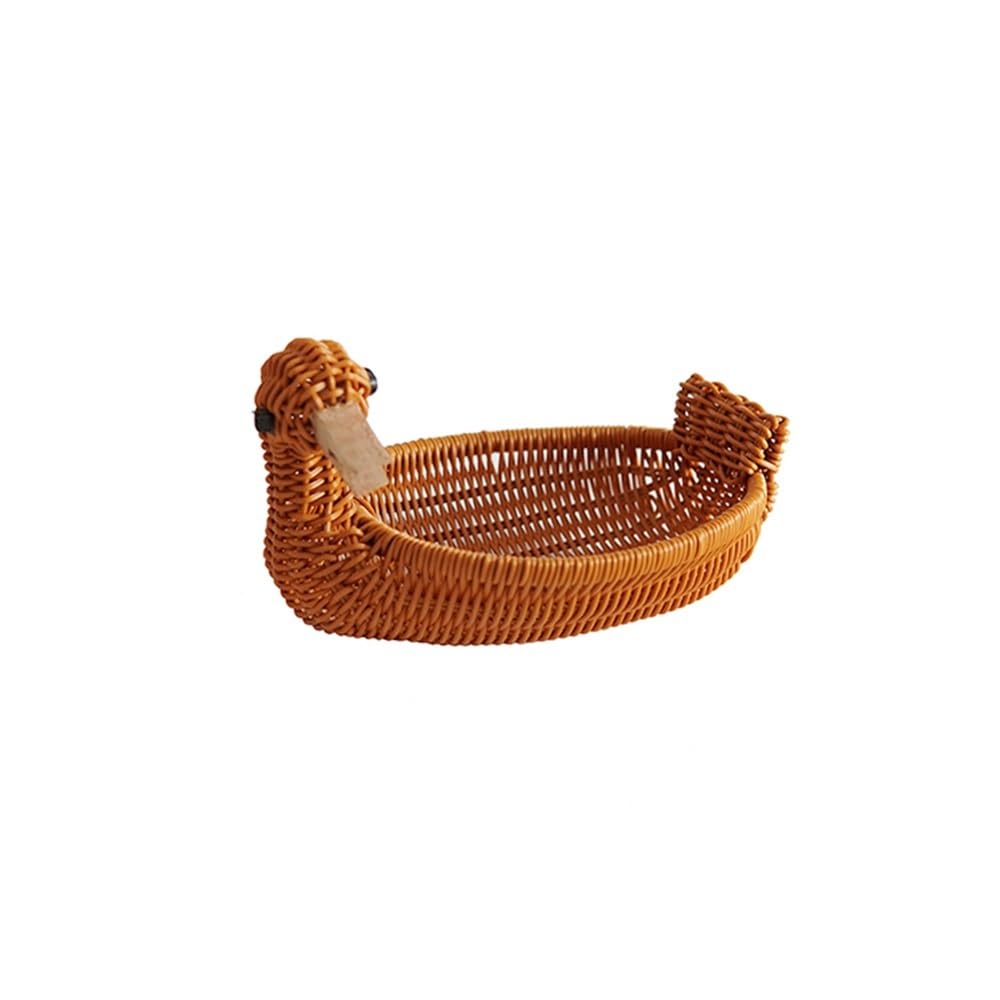 Fzl02068lm One Color Fruit Bowl Rattan Fruit Basket Vintage Handwoven Storage Serving Baskets Dried Snacks Versatile(Large)