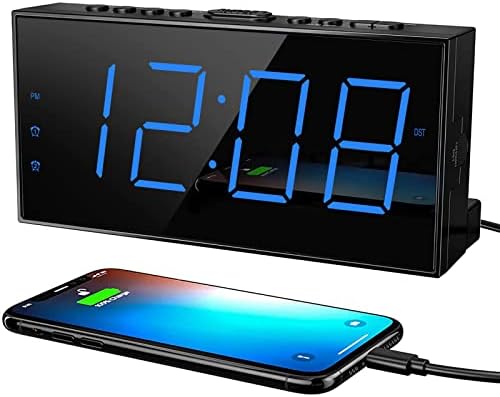 Digital Alarm Clocks for Bedrooms, Dual Alarm Clock with Battery Backup, USB Charger, Adjustable Dimmer & Volume, 12/24H & Snooze, Easy to Use, Simple Bedside Digital Clocks for Seniors, Teens, Kids